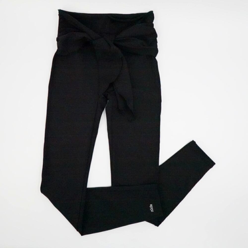 Zuda Leggings XXS Black‎ Tie-Waist High Rise Athleisure Sleek Back-School